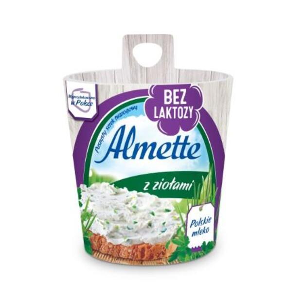 Tepamas varškės sūris ALMETTE, su žolelėmis, be laktozės, 150 g