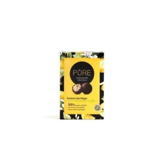 Tamsaus šokolado triufeliai PURE su citrininiu meringue kremo įdaru 148g