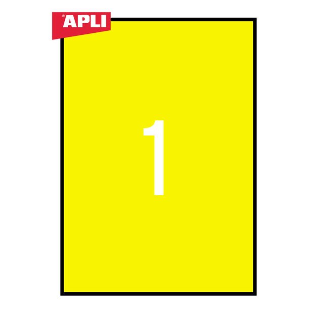 Lipnios etiketės APLI, 210 x 297 mm, A4, 1 lipdukai lape, 20 lapų 1