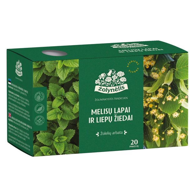 Arbata ŽOLYNĖLIS, melisų lapai ir liepų žiedai 1,2 g x 20