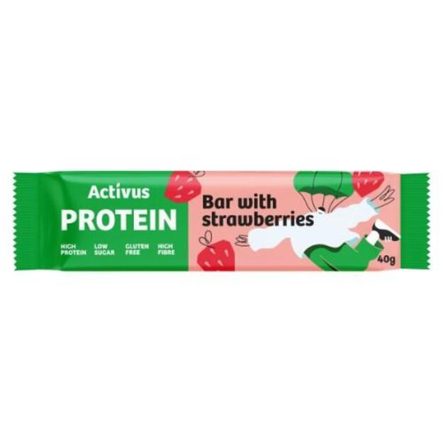 Baltyminis batonėlis ACTIVUS su braškėmis, 40g