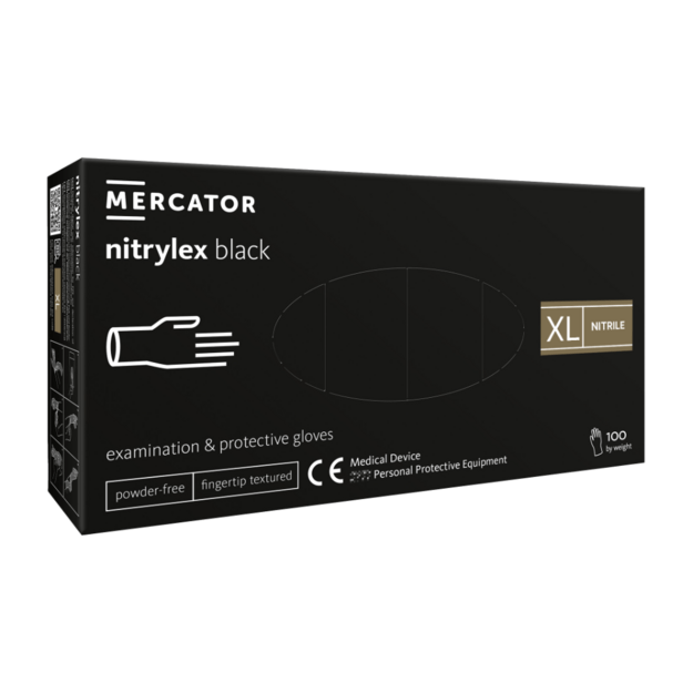Vienkartinės pir&scaron;tinės NITRYLEX PF, nitrilinės, nepudruotos, juodos spalvos, XL, 100 vnt. 1