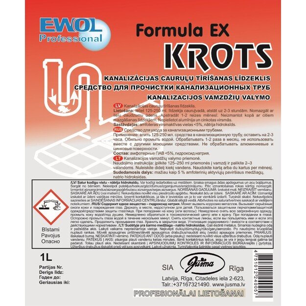 Valiklis vamzdžiams EWOL Professional Formula EX (Krot), skystas 1l 2