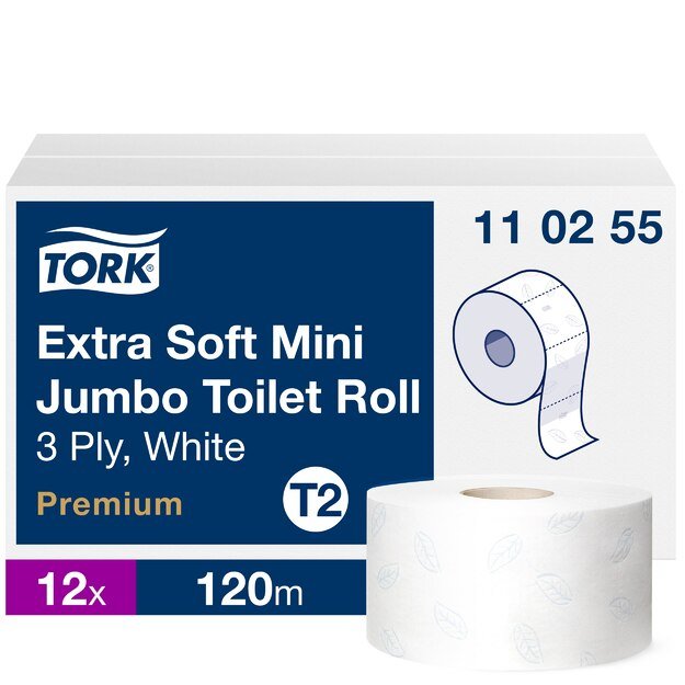 Tualetinis popierius TORK PREMIUM MINI JUMBO EXTRA SOFT T2, 3 sluoksniai, 9,4 cm x 120 m, 110255 1