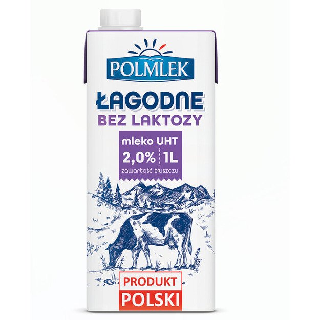 Pienas POLMLEK, be laktozės, 2 %,  UAT, 1 l