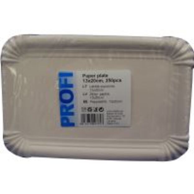 Vienkartinės lėkštės PROFI, popierinės, baltos, 13 x 20 cm, 250 vnt.
