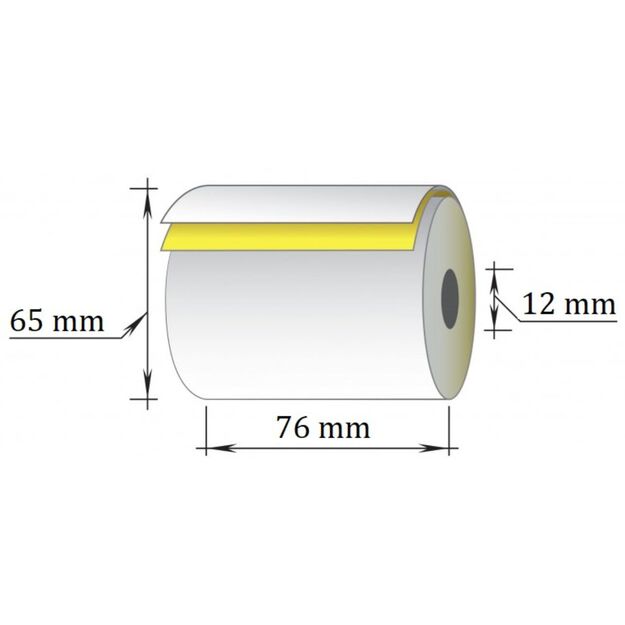 Dvisluoksnė kasos juosta, 76 mm x 20 m/12mm, savikopijuojanti (Off+SC), 10 vnt/pak 3