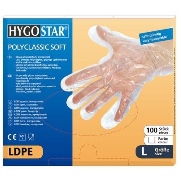 Vienkartinės pirštinės LDPE, L dydis, permatomos, 100 vnt. 1