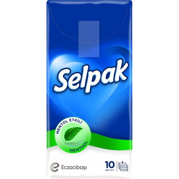 Vienkartinės nosinaitės SELPAK Menthol, 4 sluoksnių,10x10vnt