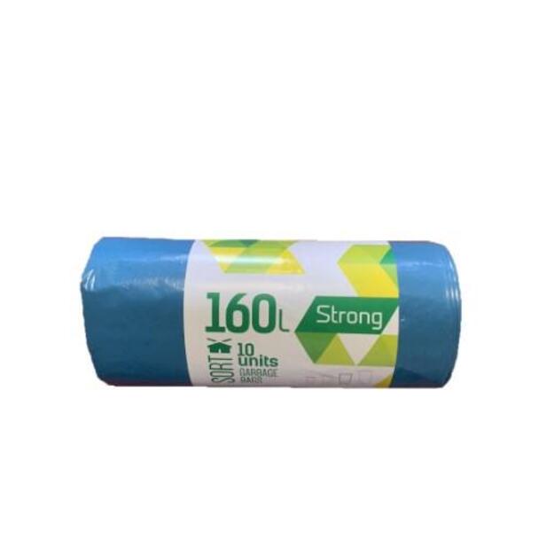 Šiukšlių maišai, SORTEX, 160 l, 50 mk, 75 x 115 cm, mėlyni, 10 vnt.