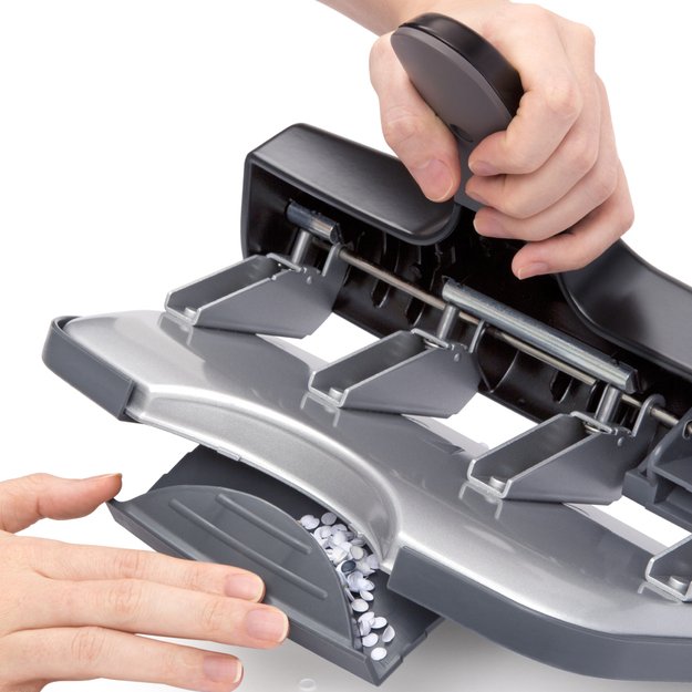 Skylmuša Rapesco ALU 40, 4 skylių, 40 lapų, sidabrinė/juoda 2