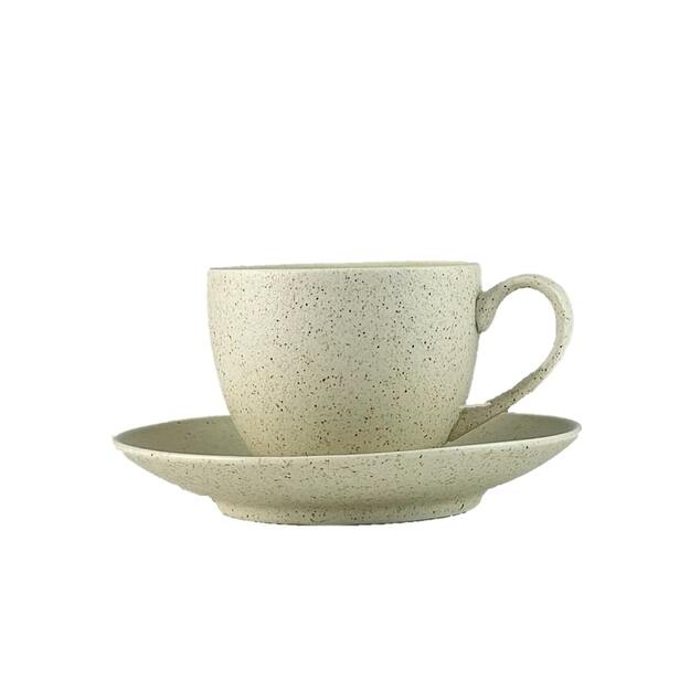 Puodelis GRANITE Cream, su lėkštute, porcelianas, 90 ml, H 6 cm, vnt