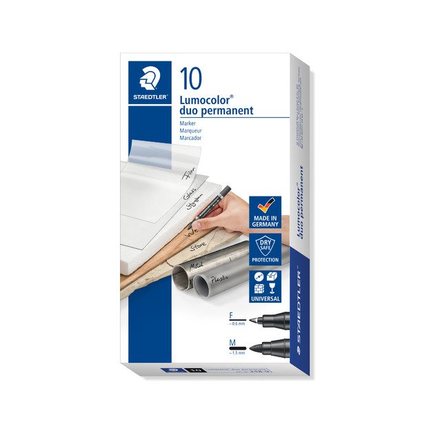 Permanentinis žymeklis STAEDTLER LUMOCOLOR DUO 348, JUODA 10