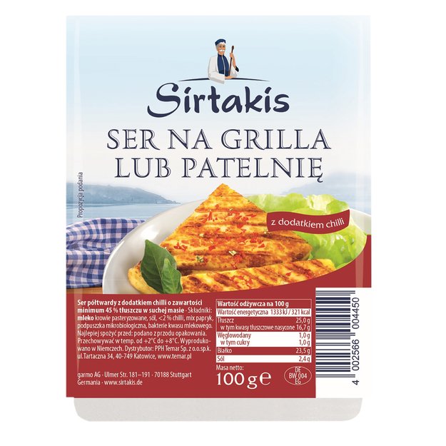 Sūris SIRTAKIS, kepimui, su čili prieskoniais, 45% riebumo, 100 g