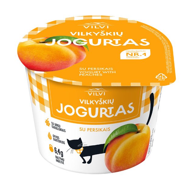 Jogurtas VILKYŠKIŲ su persikais, 3,5% riebumo, 200 g
