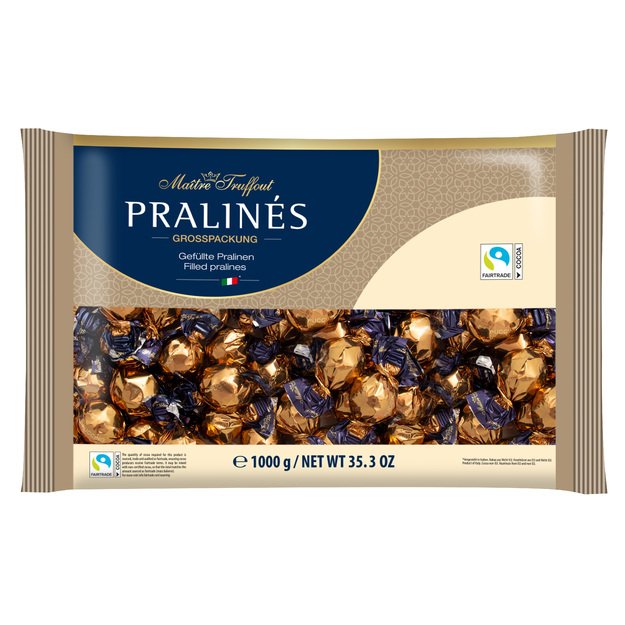 Šokoladiniai saldainiai PRALINES, su kapučino skonio įdaru, 1 kg