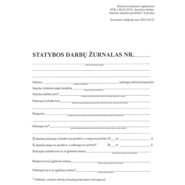 Statybos darbų žurnalas, A4, 104 lapai 3