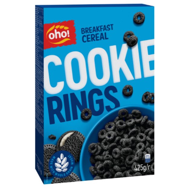 Sausi pusryčiai OHO Cookie rings, 425 g 1
