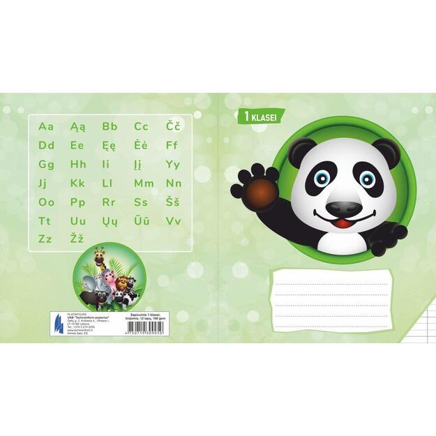 Sąsiuvinis 1 klasei, A5, linija, 12 lapų, 100gsm, kartoniniu viršeliu 2