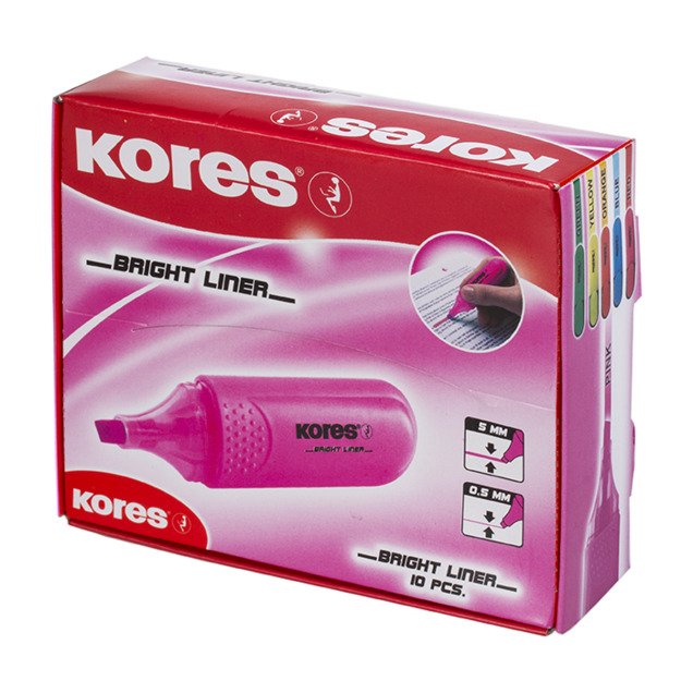 Teksto žymeklis KORES BRIGHT LINER, rožinė 2