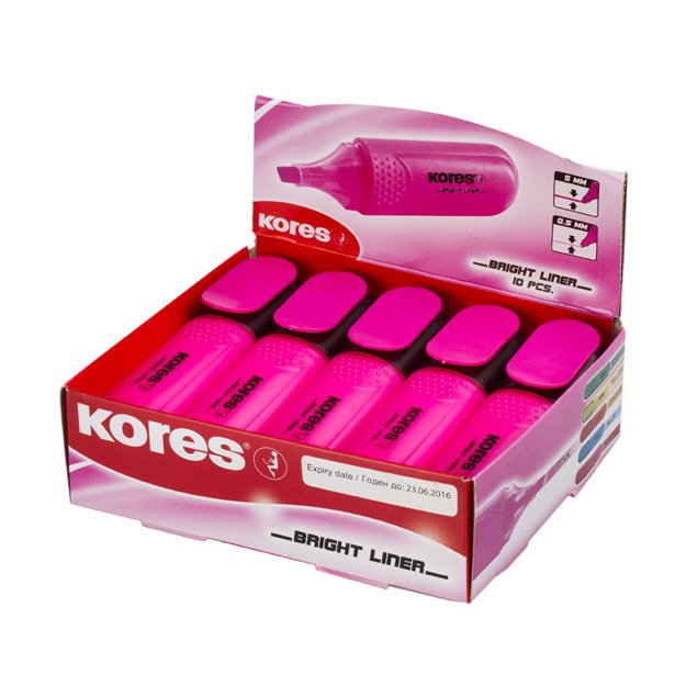 Teksto žymeklis KORES BRIGHT LINER, rožinė 1