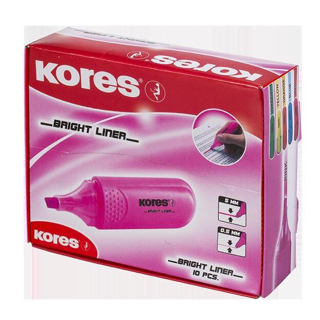 Teksto žymeklis KORES BRIGHT LINER, rožinė 2