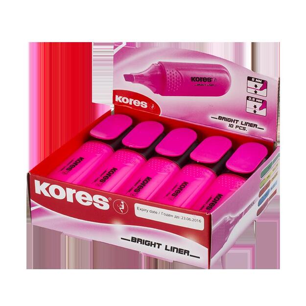 Teksto žymeklis KORES BRIGHT LINER, rožinė 1
