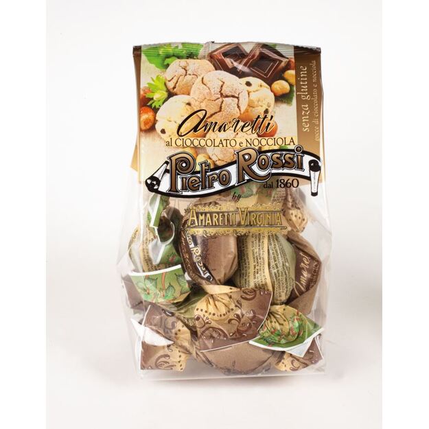 Sausainiai PIETRO ROSSI Soft Amaretti, su lazdyno riešutais ir juodu šokoladu, 180 g