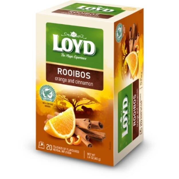 Raudonoji arbata LOYD, apelsinų ir cinamono skonio, 20 x 2g