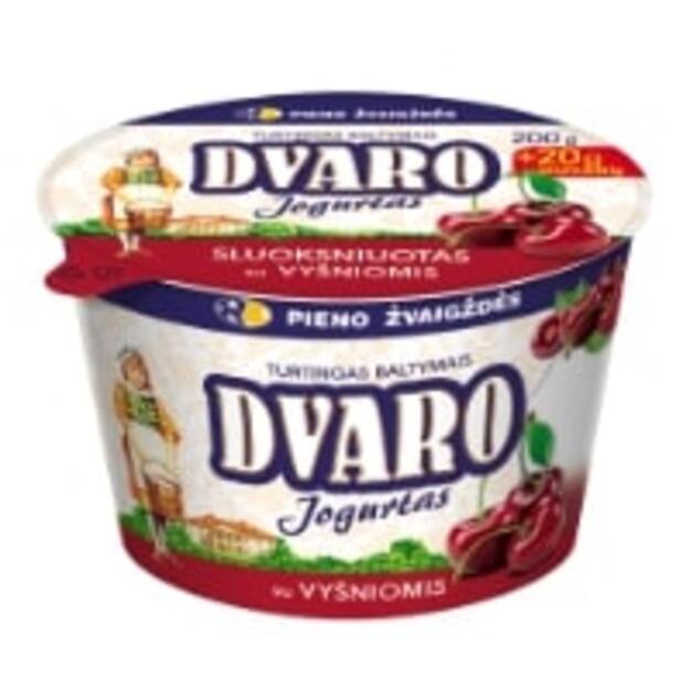 Sluoksniuotas jogurtas DVARO, 1,8%, su vyšniomis, 220 g