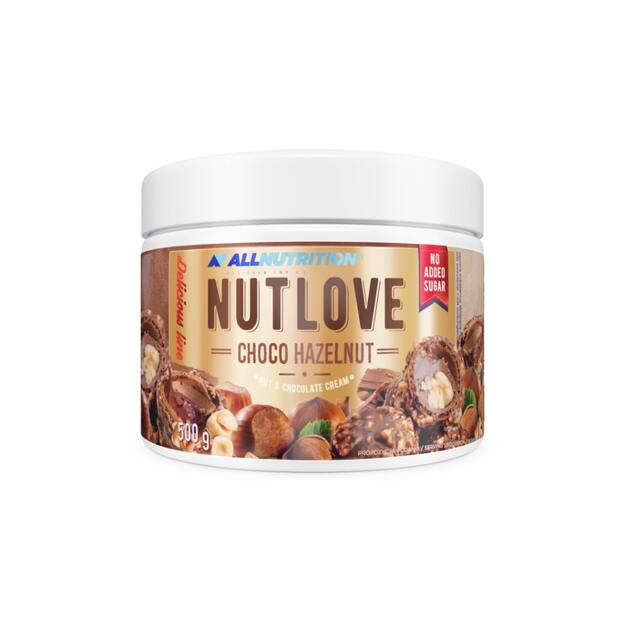 &Scaron;okoladinis kremas NUTLOVE ALLNUTRITION su lazdyno rie&scaron;utais, 0,5 kg