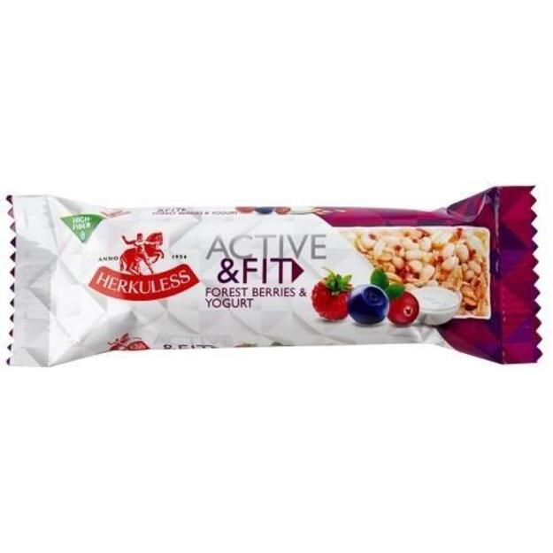 Javainių batonėlis HERKULESS Active&Fit, su miško uogomis ir jogurtu, 25 g