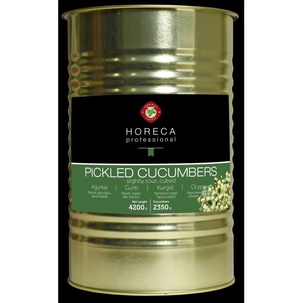 Marinuoti agurkai HORECA PROFESSIONAL pjaustyti kubeliais, 4,2kg/2,35kg 1