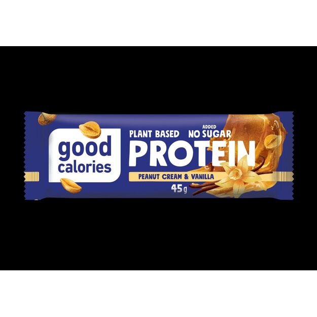 Baltymų batonėlis GOOD CALORIES, vanilinis, su žemės riešutais ir datulėmis, 45 g