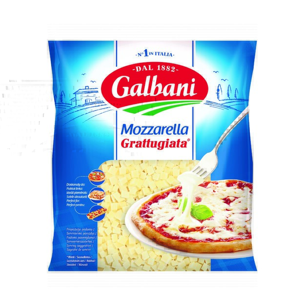 Sūris Mozzarella, GALBANI,  tarkuotas kubeliais 150g