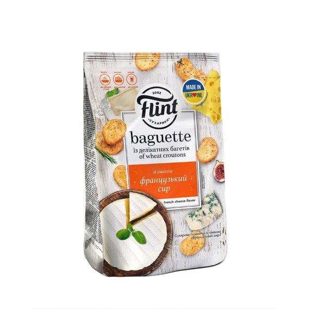 Džiūvėsėliai FLINT, Baguette, prancūziško sūrio skonio, 90 g