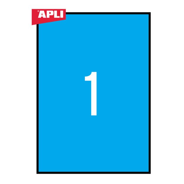 Lipnios etiketės APLI, 210 x 297 mm, A4, 1 lipdukai lape, 20 lapų, mėlyna 1