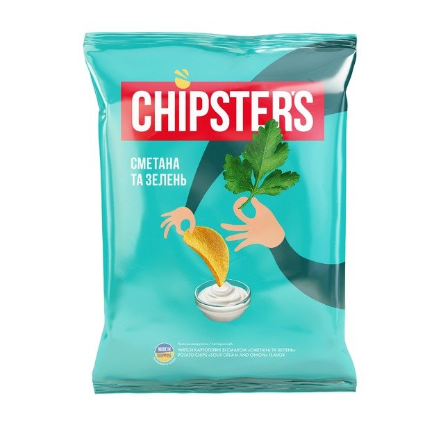 Bulvių traškučiai CHIPSTER S, grietinės skonio, su žolelėmis, 120 g
