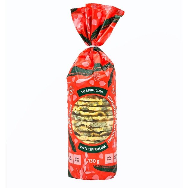 Kukurūzų trapučiai USTUKIŲ MALŪNAS, su spirulina, 130 g