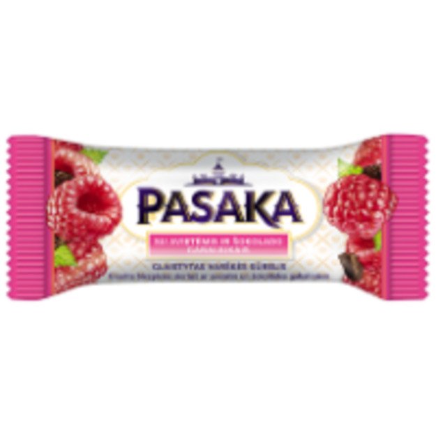 Glaistytas varškės sūrelis PASAKA, su avietėmis ir šokolado gabaliukais, 23%, 40g