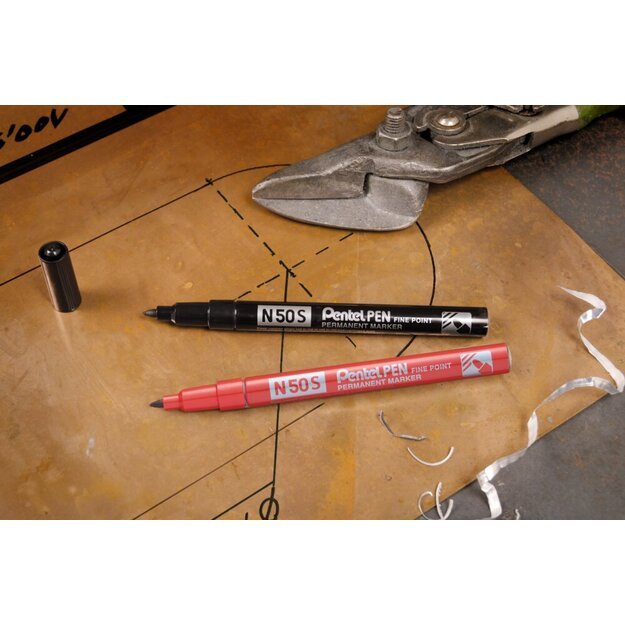 Permanentinis žymeklis Pentel Tool Pen N50S, 1mm , 4 pcs, įvairių spalvų 2
