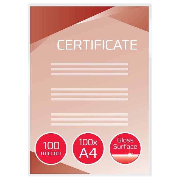 Laminavimo vokeliai GBC, A4, 216x303 mm, 100 mik., blizgūs, 100 vnt.