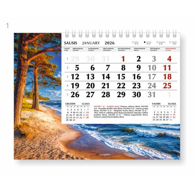 Trikampis stalo kalendorius JŪRA, 2026