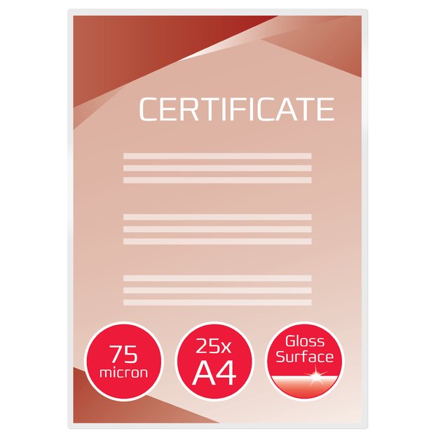 Laminavimo vokeliai GBC, A4, 75 mik., blizgūs, 25 vnt.