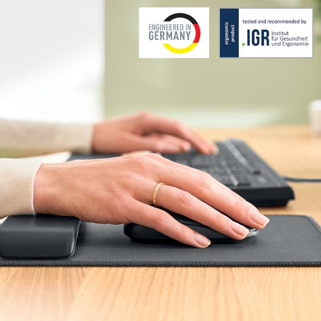 Pelės kilimėlis Leitz Ergo su reguliuojama atrama riešui, tamsiai pilkos spalvos 2