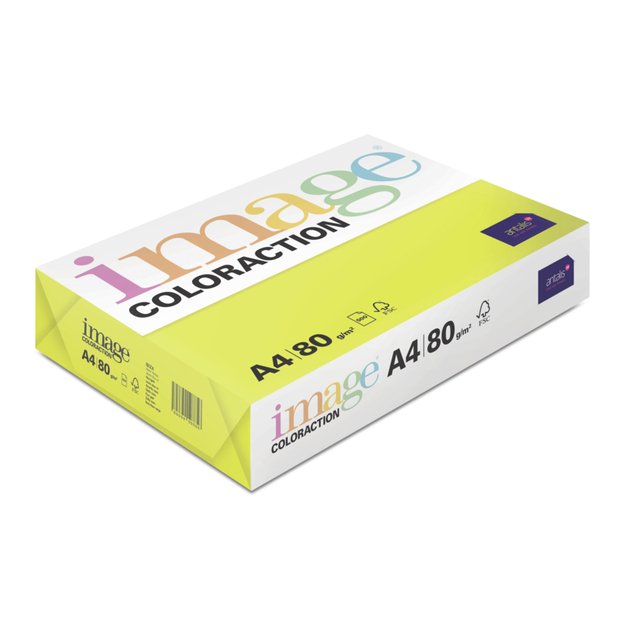 Spalvotas popierius IMAGE COLORACTION, A4, 80 gsm, 500 lapų, IBIZA / NEON YELLOW