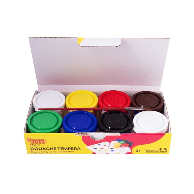 Guašas JOVI TEMPERA, 35ml, 7 spalvų rinkinys su teptuku 2