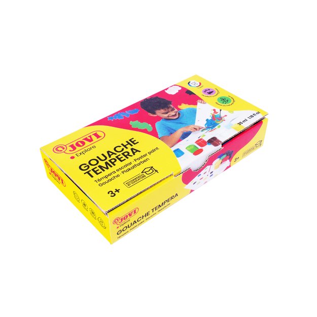 Guašas JOVI TEMPERA, 35ml, 7 spalvų rinkinys su teptuku 1