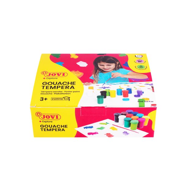 Guašas JOVI TEMPERA, 15ml, 12 spalvų rinkinys su teptuku