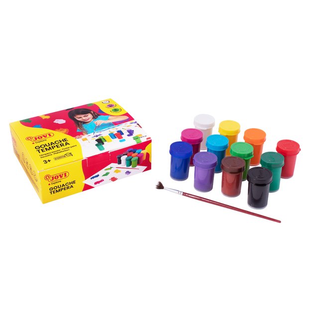 Gua&scaron;as JOVI TEMPERA, 15ml, 12 spalvų rinkinys su teptuku 8